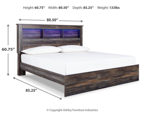Drystan Multi King LED Bookcase Panel Bed from Ashley Furniture - Luna Furniture