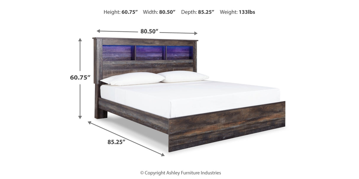 Drystan Multi King LED Bookcase Panel Bed from Ashley - Luna Furniture