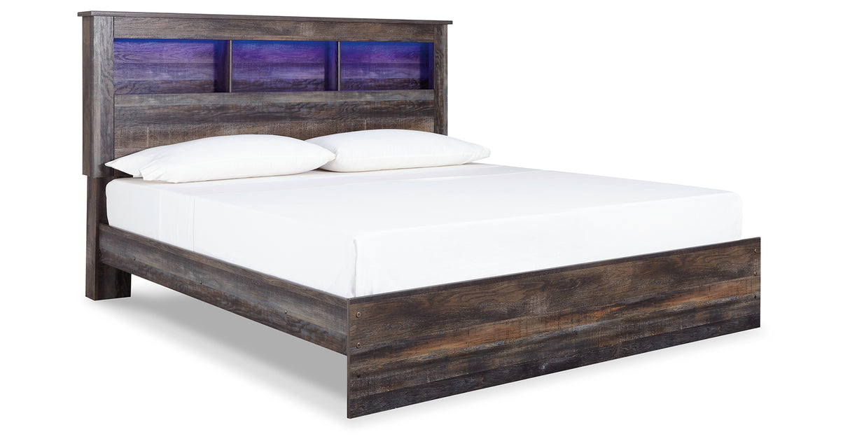 Drystan King Panel Bookcase Bed with Mirrored Dresser and Chest in Multi from Ashley - Luna Furniture