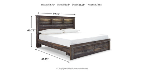Drystan Multi King LED Bookcase Storage Panel Bed from Ashley Furniture - Luna Furniture