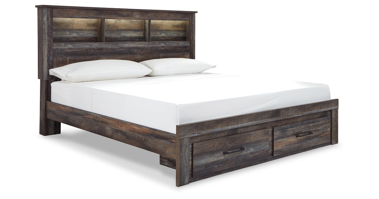 Drystan Multi King LED Bookcase Storage Panel Bed from Ashley Furniture - Luna Furniture