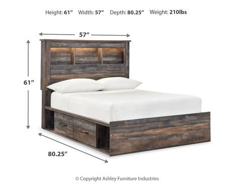 Drystan Full Bookcase Bed with 4 Storage Drawers with Mirrored Dresser, Chest and 2 Nightstands in Multi from Ashley - Luna Furniture