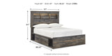 Drystan Full Bookcase Bed with 4 Storage Drawers with Mirrored Dresser and 2 Nightstands in Multi from Ashley - Luna Furniture