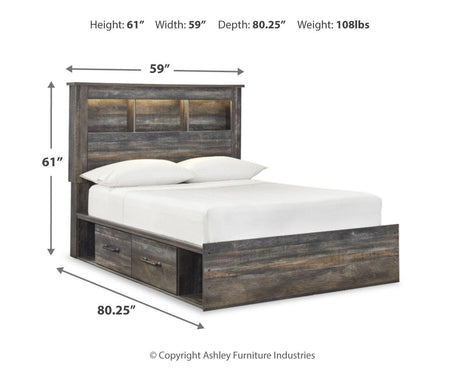 Drystan Multi Full LED Bookcase Panel Bed from Ashley - Luna Furniture