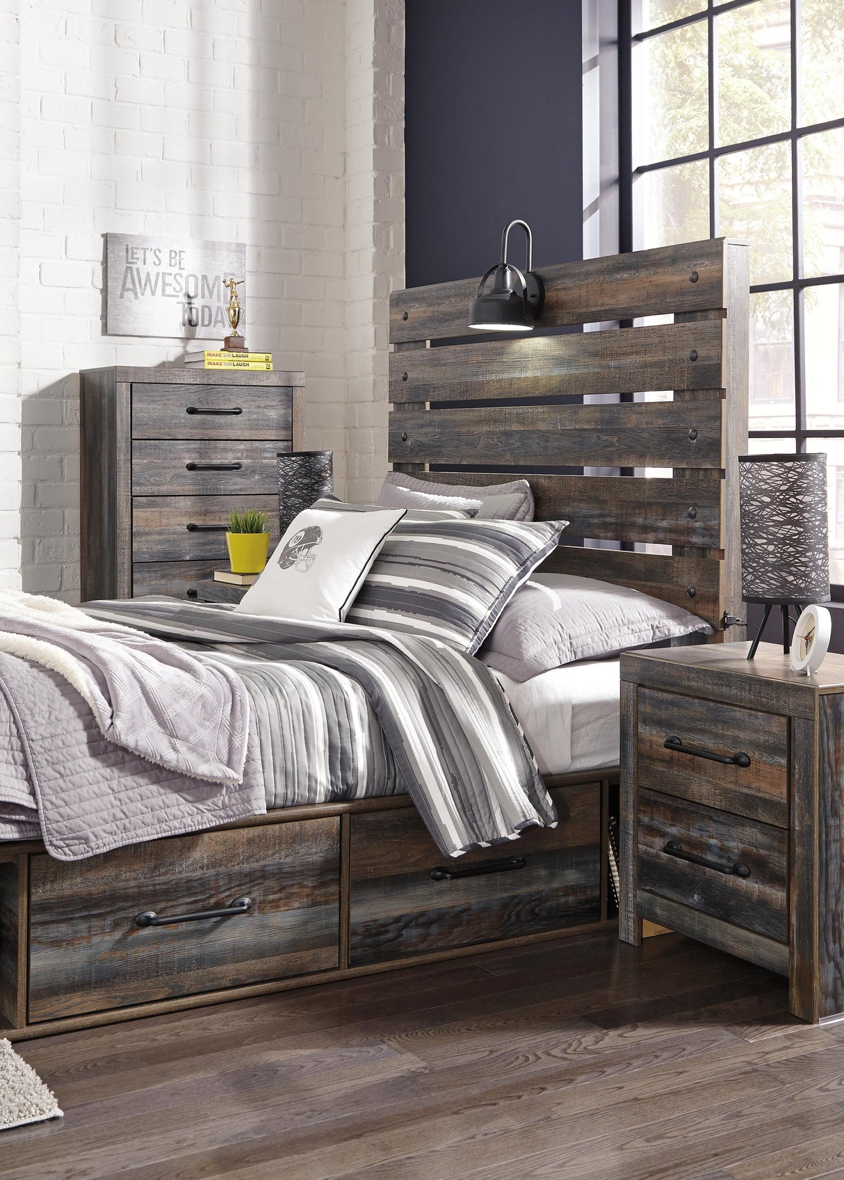 Drystan Multi Full LED Storage Platform Bed with 4 Drawers from Ashley Furniture - Luna Furniture