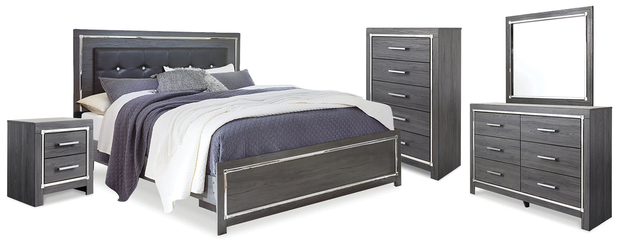 Lodanna Gray LED Upholstered Panel Bedroom Set from Ashley - Luna Furniture