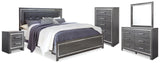 Lodanna Gray LED Upholstered Panel Bedroom Set from Ashley - Luna Furniture