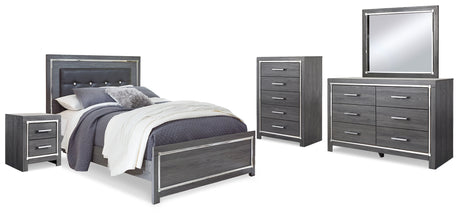 Lodanna Gray LED Upholstered Panel Bedroom Set from Ashley - Luna Furniture