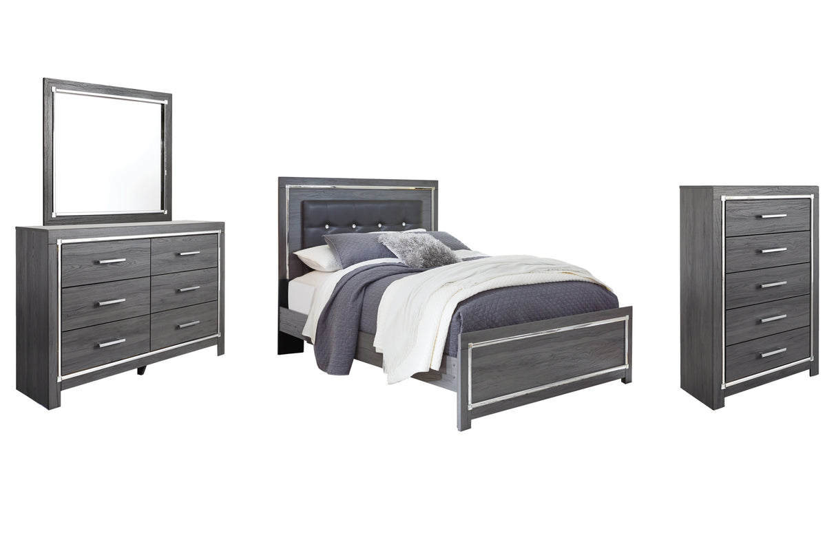Lodanna Gray Queen Panel Bed with Mirrored Dresser and Chest from Ashley Furniture - Luna Furniture