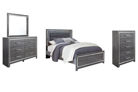 Lodanna Gray Queen Panel Bed with Mirrored Dresser and Chest from Ashley Furniture - Luna Furniture