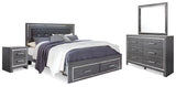 Lodanna Gray LED Upholstered Panel Bedroom Set from Ashley - Luna Furniture