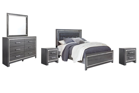 Lodanna Gray Queen Panel Bed with Mirrored Dresser and 2 Nightstands from Ashley Furniture - Luna Furniture