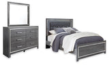 Lodanna Gray Queen Upholstered Panel Bed, Dresser and Mirror from Ashley - Luna Furniture