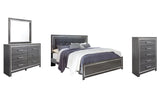 Lodanna Gray King Panel Bed with Mirrored Dresser and Chest from Ashley - Luna Furniture