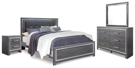Lodanna Gray LED Upholstered Panel Bedroom Set from Ashley - Luna Furniture