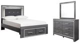 Lodanna Gray Full Panel Bed with 2 Storage Drawers with Mirrored Dresser from Ashley Furniture - Luna Furniture