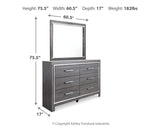 Lodanna Queen Panel Bed with 2 Storage Drawers with Mirrored Dresser in Gray from Ashley - Luna Furniture