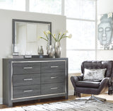 Lodanna Queen Panel Bed with Mirrored Dresser, Chest and 2 Nightstands in Gray from Ashley - Luna Furniture