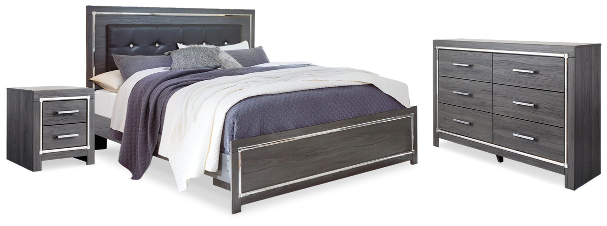 Lodanna Gray LED Upholstered Panel Bedroom Set from Ashley - Luna Furniture