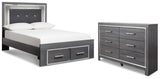 Lodanna Full Panel Bed with 2 Storage Drawers with Dresser in Gray from Ashley Furniture - Luna Furniture