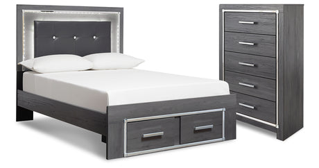 Lodanna Full Upholstered Panel Storage Bed and Chest from Ashley - Luna Furniture