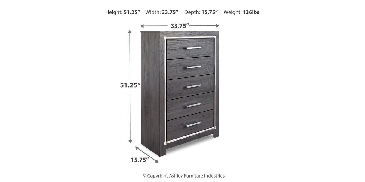 Lodanna Queen Panel Bed with Mirrored Dresser, Chest and 2 Nightstands in Gray from Ashley - Luna Furniture