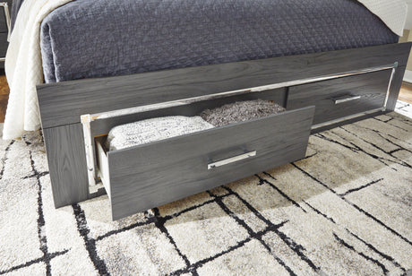 Lodanna Gray Full Panel Bed with 2 Storage Drawers with Mirrored Dresser from Ashley Furniture - Luna Furniture