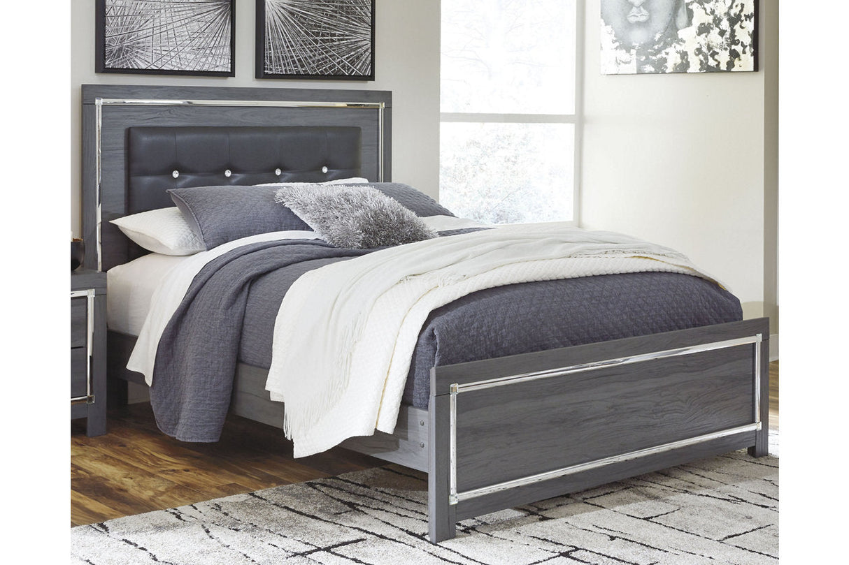 Lodanna Gray Queen LED Upholstered Panel Bed from Ashley - Luna Furniture