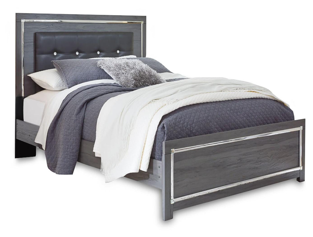 Lodanna Queen Panel Bed with Mirrored Dresser, Chest and 2 Nightstands in Gray from Ashley Furniture - Luna Furniture