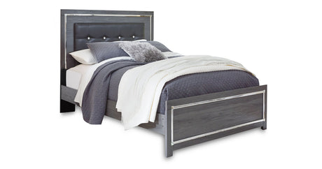 Lodanna Queen Panel Bed with Mirrored Dresser, Chest and 2 Nightstands in Gray from Ashley Furniture - Luna Furniture