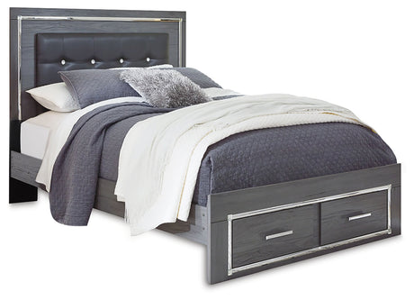 Lodanna Gray Queen Upholstered Panel Storage Bed, Dresser and Mirror from Ashley Furniture - Luna Furniture