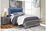 Lodanna Gray Queen LED Upholstered Panel Bed from Ashley - Luna Furniture