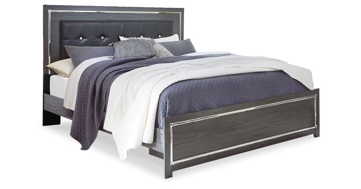 Lodanna Gray King LED Upholstered Panel Bed from Ashley - Luna Furniture
