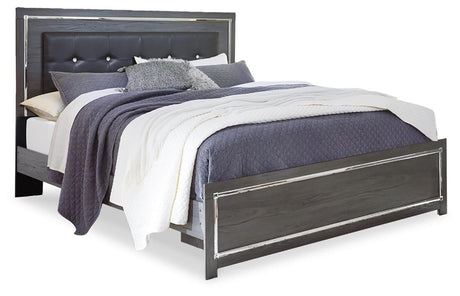 Lodanna Gray King LED Upholstered Panel Bed from Ashley Furniture - Luna Furniture