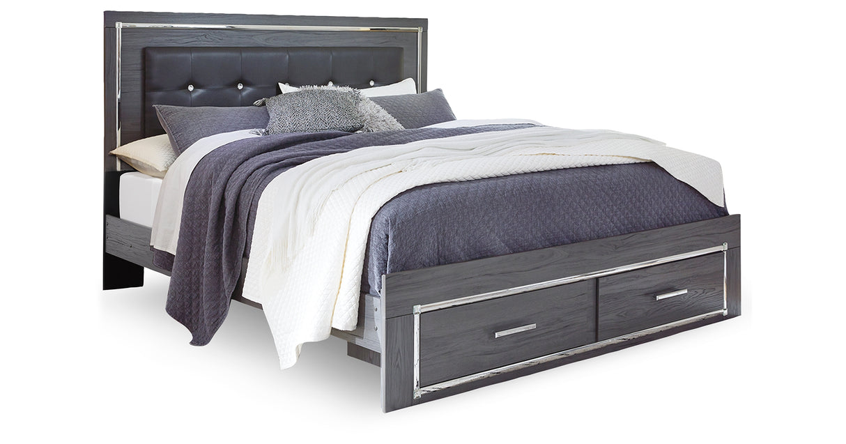 Lodanna Gray King Storage Bed, 2 Dressers, Cheat and Nightstand from Ashley - Luna Furniture