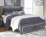 Lodanna Gray King LED Upholstered Storage Panel Bed from Ashley - Luna Furniture