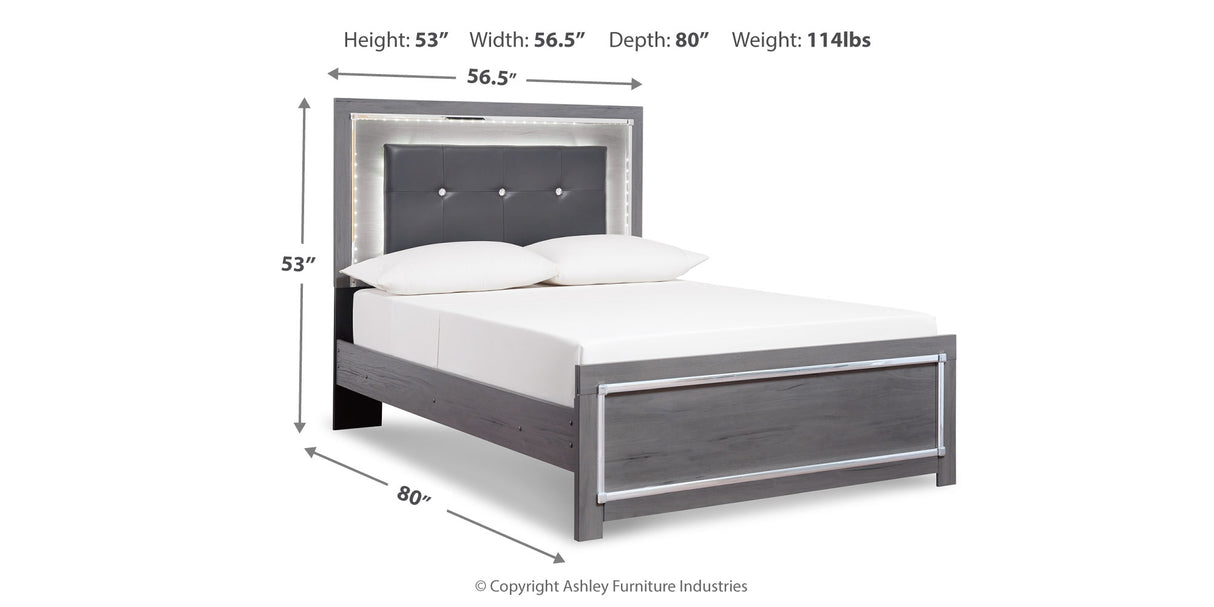 Lodanna Gray Full LED Upholstered Panel Bed from Ashley Furniture - Luna Furniture