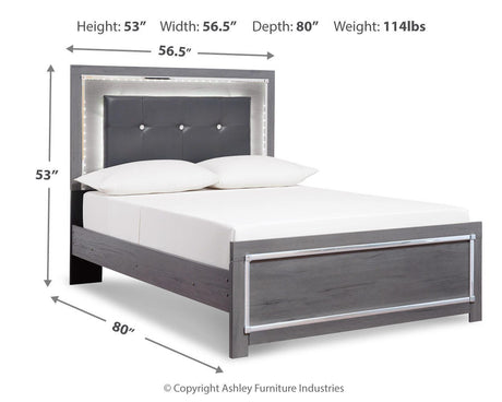 Lodanna Gray Full LED Upholstered Panel Bed from Ashley - Luna Furniture
