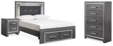 Lodanna Gray LED Storage Youth Panel Bedroom Set from Ashley Furniture - Luna Furniture