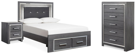 Lodanna Gray Full Storage Bed, Chest and Nightstand from Ashley Furniture - Luna Furniture