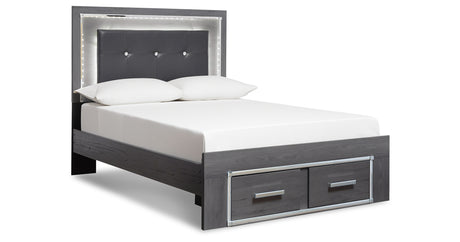 Lodanna King Panel Bed with 2 Storage Drawers with Dresser in Gray from Ashley Furniture - Luna Furniture