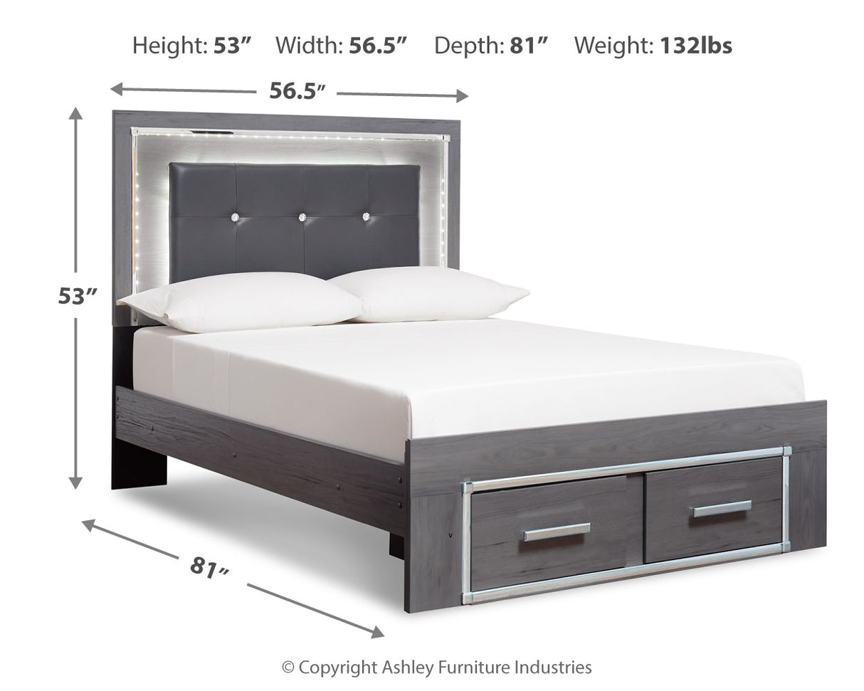 Lodanna Gray LED Storage Youth Panel Bedroom Set from Ashley Furniture - Luna Furniture