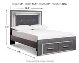 Lodanna Gray Full LED Upholstered Storage Panel Bed from Ashley - Luna Furniture