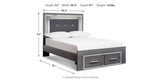 Lodanna Gray Full LED Upholstered Storage Panel Bed from Ashley - Luna Furniture