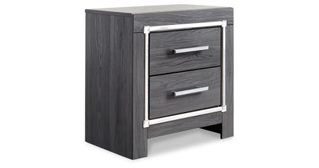 Lodanna Queen Panel Bed with 2 Storage Drawers with Mirrored Dresser and Nightstand in Gray from Ashley Furniture - Luna Furniture