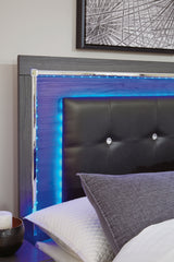 Lodanna Gray King LED Upholstered Panel Bed from Ashley - Luna Furniture