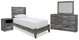 Baystorm Gray Twin Panel Bed, Dresser, Mirror and Nightstand from Ashley Furniture - Luna Furniture