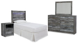 Baystorm Gray Twin Panel Bed Headboard, Dresser, Mirror and Nightstand from Ashley Furniture - Luna Furniture