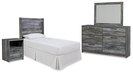 Baystorm Gray Twin Panel Bed Headboard, Dresser, Mirror and Nightstand from Ashley - Luna Furniture