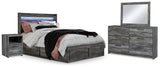 Baystorm Gray LED Storage Platform Bedroom Set with 6 Drawers from Ashley Furniture - Luna Furniture